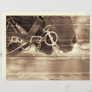 Horse Vintage Western Sepia Rustic Wood Decoupage