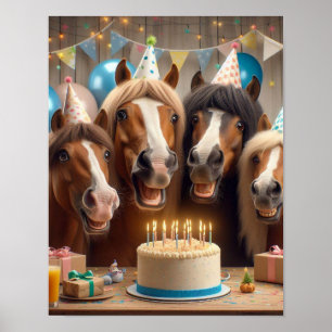 Horse Wall Art, Horse Birthday Party, Funny Horse  Poster