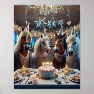 Horse Wall Art, Horse Birthday Party, Funny Horse  Poster
