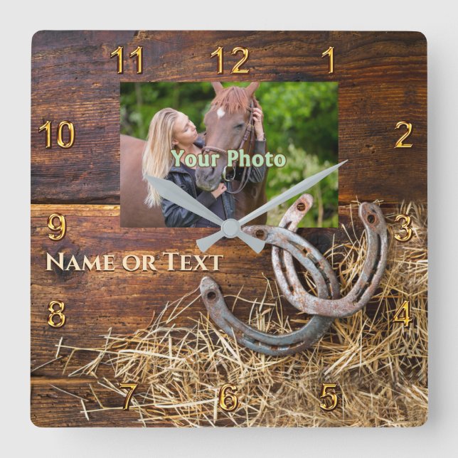 Horse Wall Clock with Horse's Picture, Name  (Front)