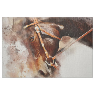 Horse Watercolor Art Linen Fabric