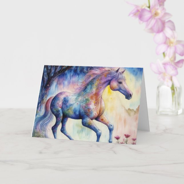 Horse Watercolor Pretty All Occasions Card (Orchid)
