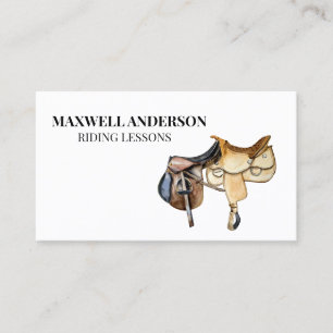 Horse Watercolor Riding Equestrian Saddle Business Card