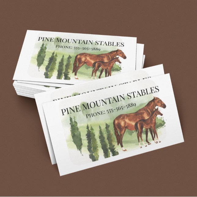 Horse Watercolor Riding Stables Western  Business Card (Creator Uploaded)