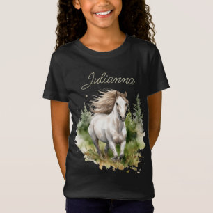 Horse Watercolor White Arabian Horse Pony Nature T-Shirt