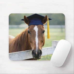 Horse Wearing a Graduate Cap Mouse Pad