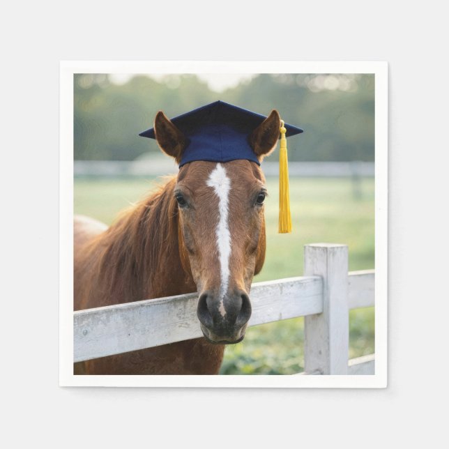 Horse Wearing a Graduate Cap Napkin (Front)