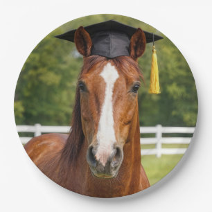 Horse Wearing a Graduation Cap Paper Plate