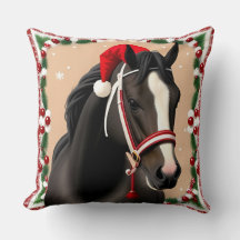Horse Wearing Festive Santa Hat in Christmas