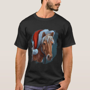 Horse Wearing Santa Claus Hat Horseback Riding Chr T-Shirt