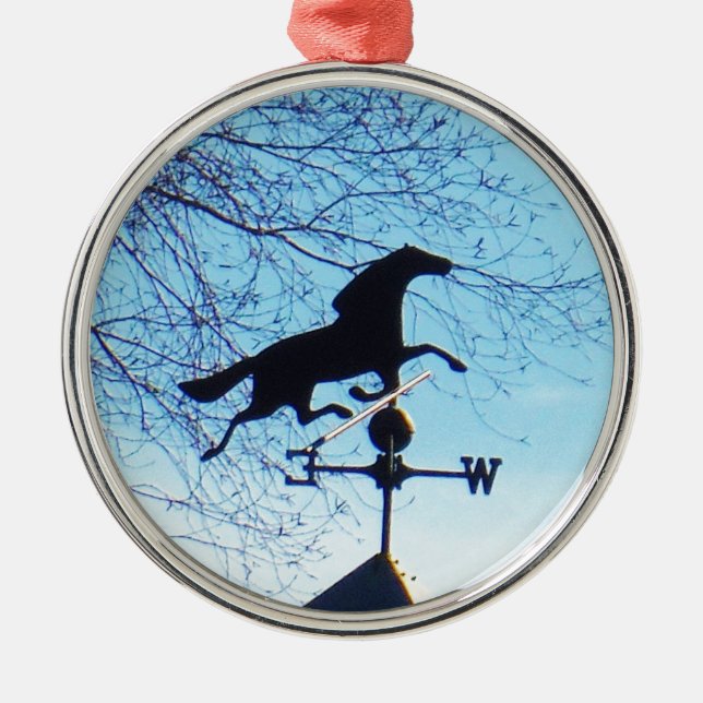 Horse Weather Vane Blue Sky Metal Tree Decoration (Front)