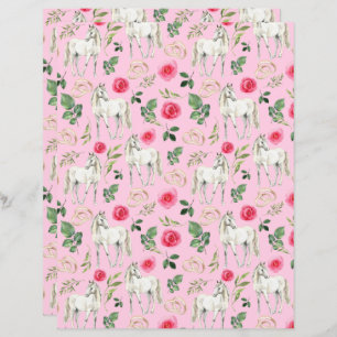 Horse Wedding Scrapbook Paper in Pink