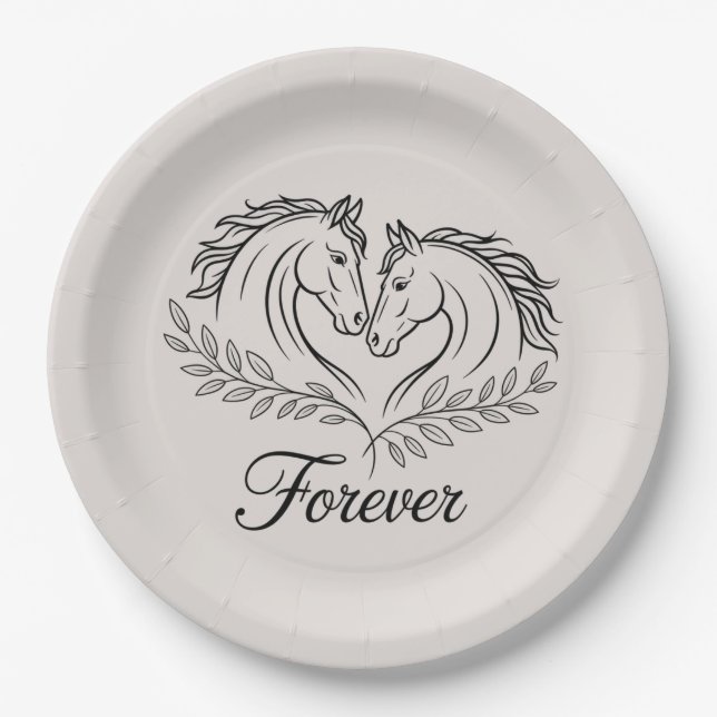 Horse Western Country Elegant Rustic Wedding Paper Plate (Front)