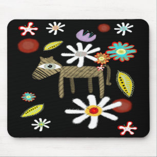 Horse western love flowers tropical  Mousepad
