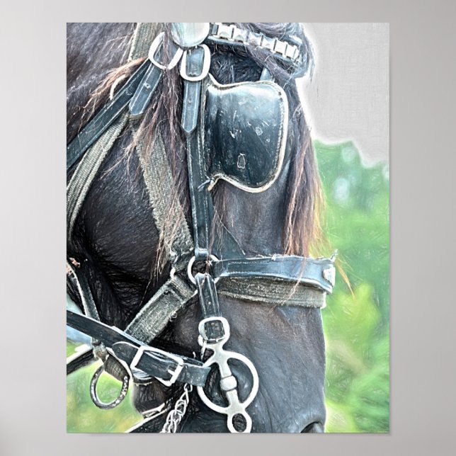 Horse Western Rustic Brown Green Country Style Poster (Front)