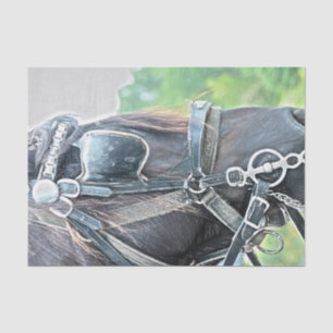 Horse Western Rustic Brown Green Decoupage Tissue Paper