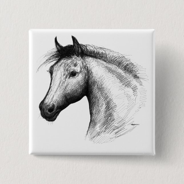 Horse:  White 15 Cm Square Badge (Front)