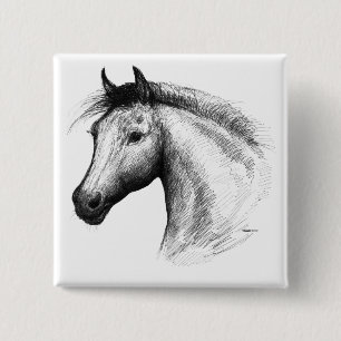 Horse: White 15 Cm Square Badge