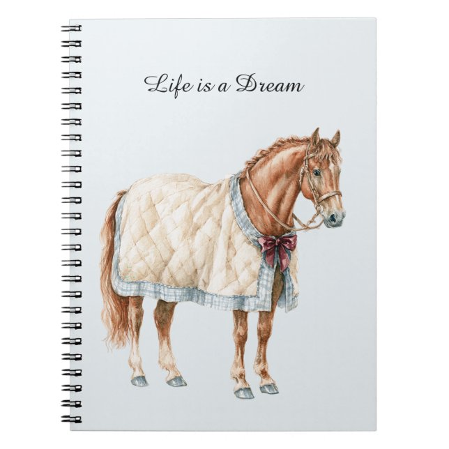 Horse White Blue Blanket Notebook (Front)