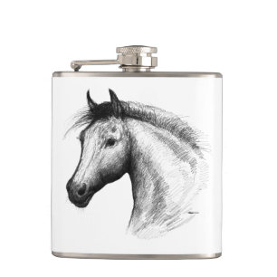 Horse:  White Hip Flask