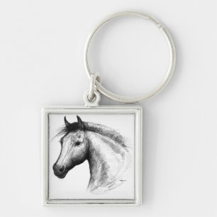 Horse:  White Key Ring