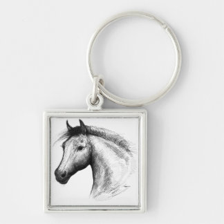 Horse: White Key Ring