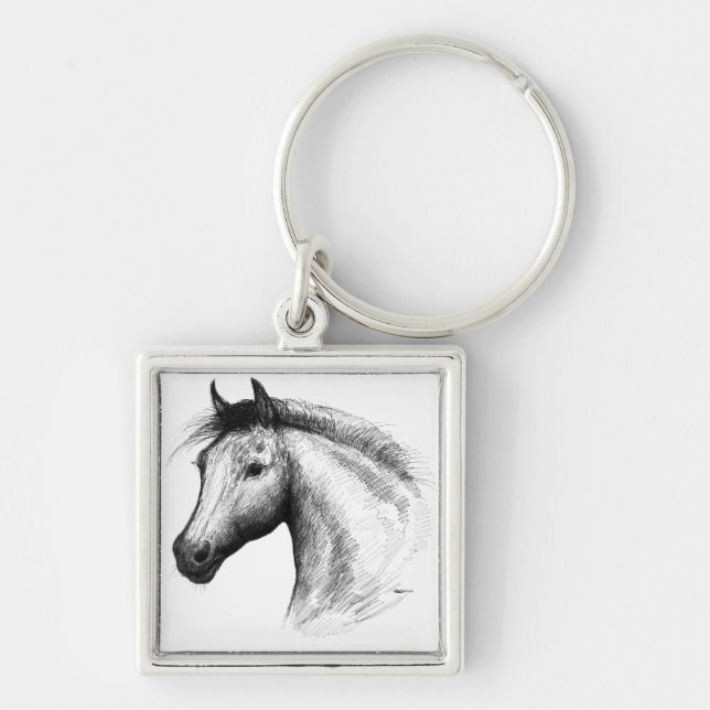 Horse:  White Key Ring (Front)