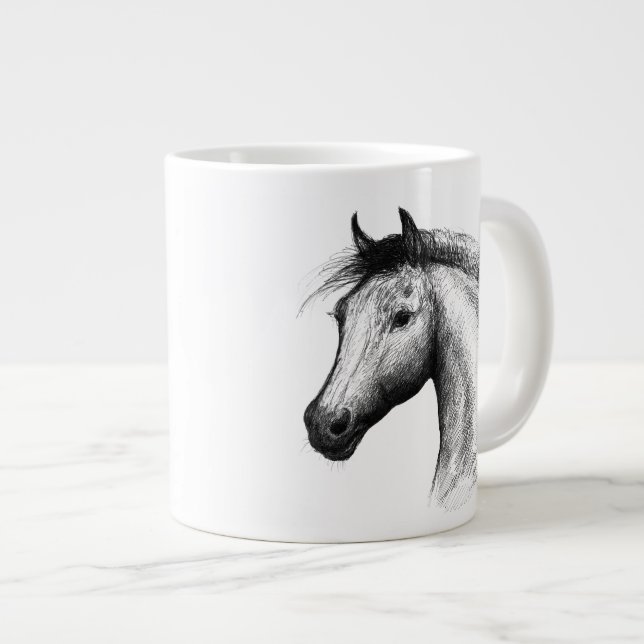 Horse:  White Large Coffee Mug (Front Right)