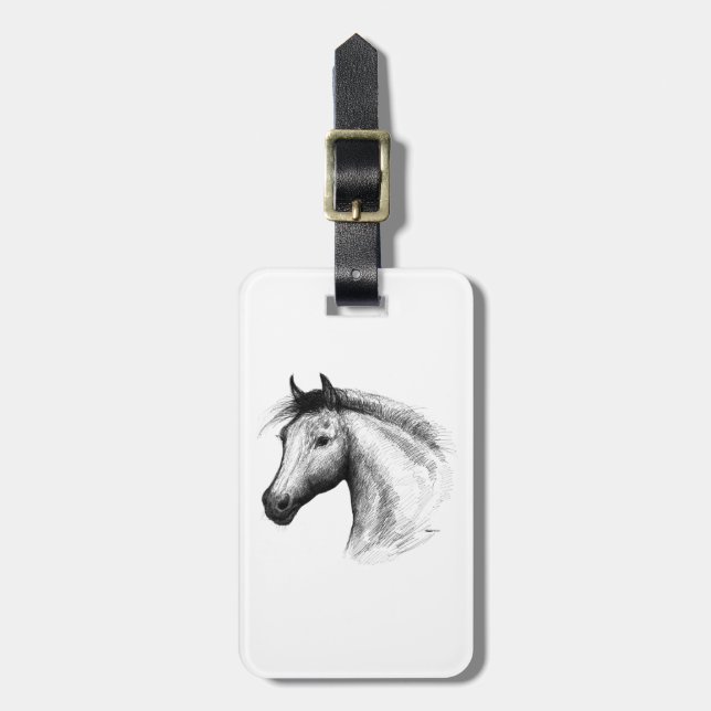 Horse:  White Luggage Tag (Front Vertical)