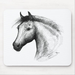 Horse: White Mouse Pad