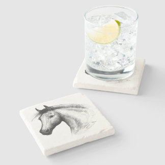 Horse: White Stone Coaster