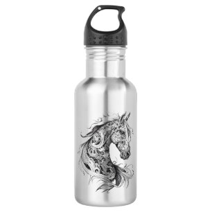 Horse Wild Animal Nature Illustration Art Tattoo 532 Ml Water Bottle
