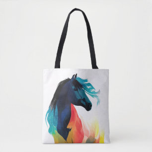 Horse Wild Nature Animal Colors Art Painting Tote Bag