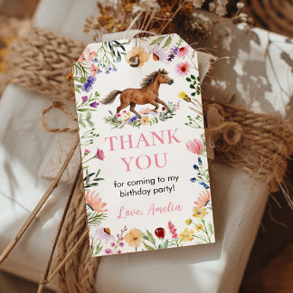 Horse Wildflower Birthday Party Thank You Gift Tags