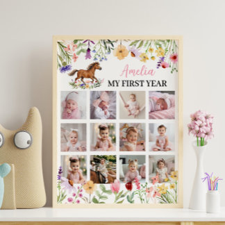 Horse Wildflower First Year Photo Milestone Sign