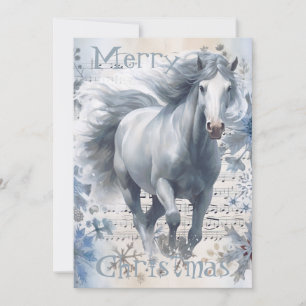 Horse Winter Christmas Watercolor Holiday Card