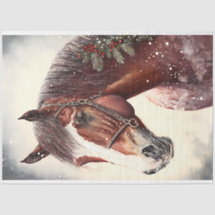 Horse Winter Christmas Watercolor Tissue Paper