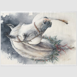 Horse Winter Christmas Watercolor Tissue Paper