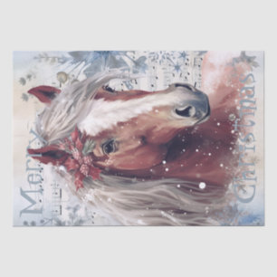 Horse Winter Christmas Watercolor Tissue Paper