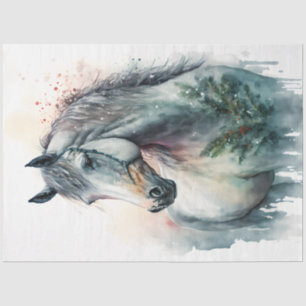 Horse Winter Christmas Watercolor Tissue Paper