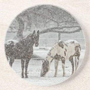 horse winter snow farm ranch animals snowy frozen coaster