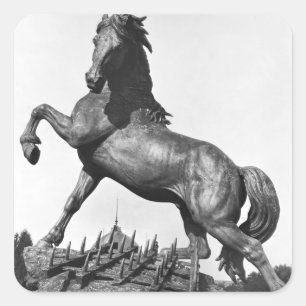 Horse with a harrow square sticker