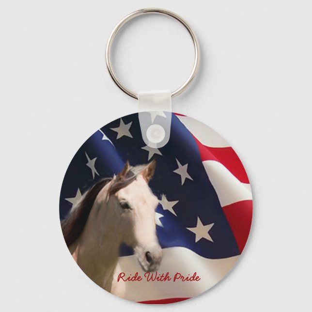 Horse With American Flag Keychain (Front)