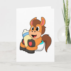 Horse with Baby bottle Card