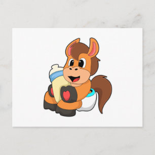 Horse with Baby bottle Postcard