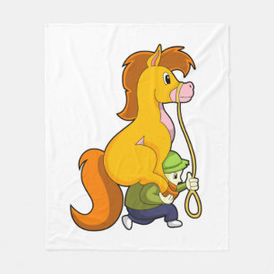 Horse with Boy.PNG Fleece Blanket