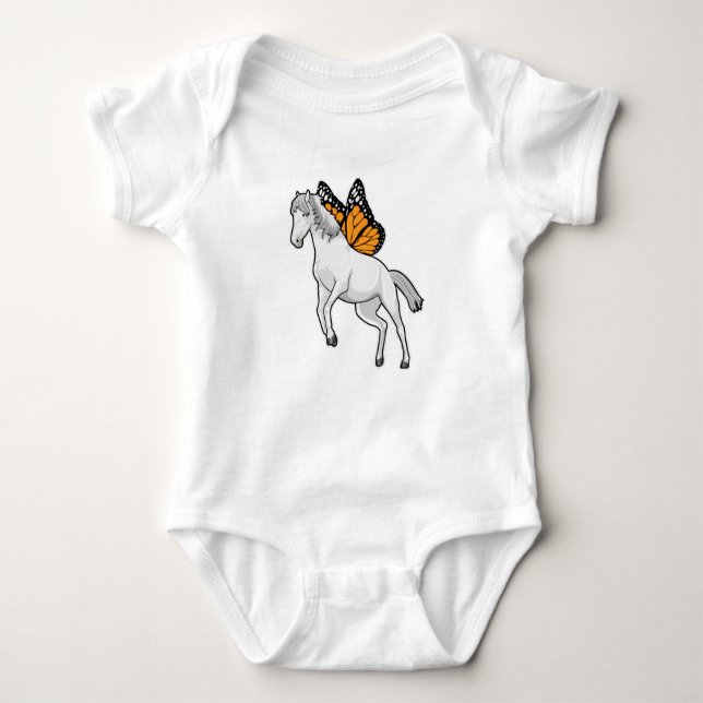 Horse with Butterfly Baby Bodysuit (Front)