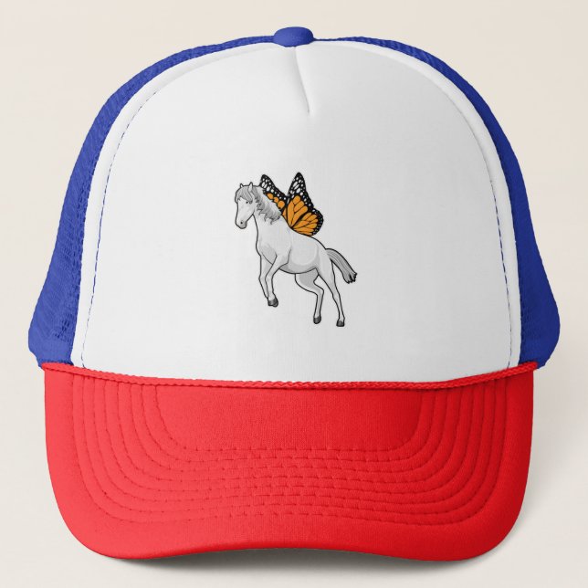 Horse with Butterfly Trucker Hat (Front)
