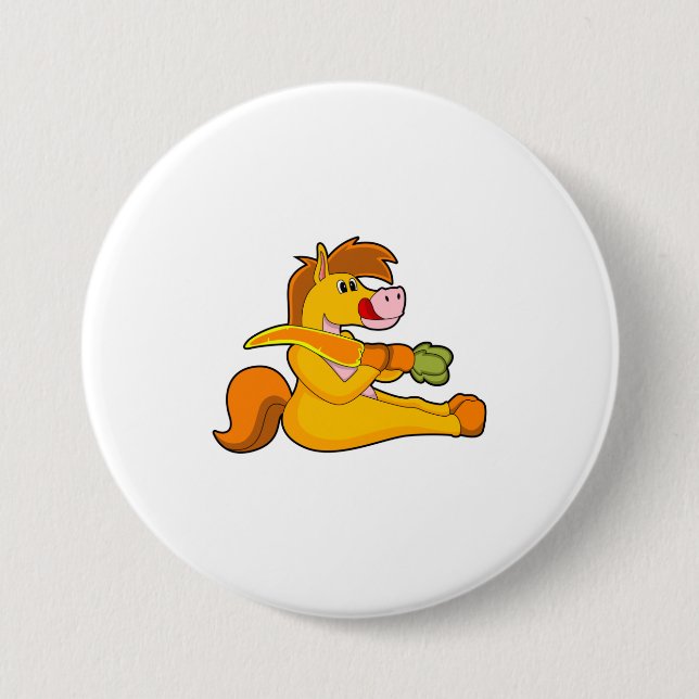 Horse with Carrot 7.5 Cm Round Badge (Front)