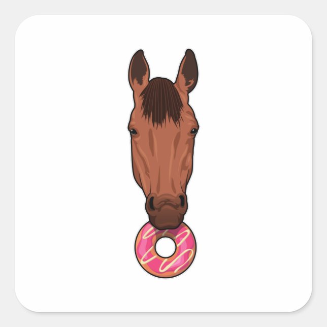 Horse with Doughnut Square Sticker (Front)